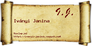 Iványi Janina névjegykártya